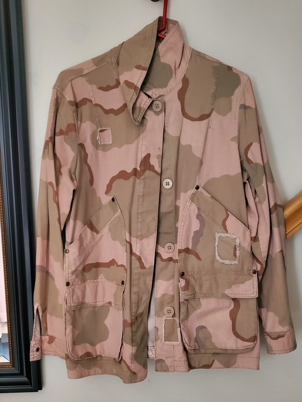 Anthropologie Pink Camo Print Light Weight Jacket Size Medium